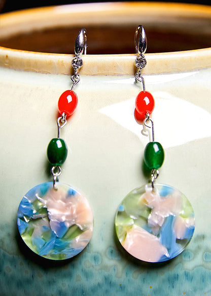 Turquoise Collocation Coral Acrylic Drop Earrings