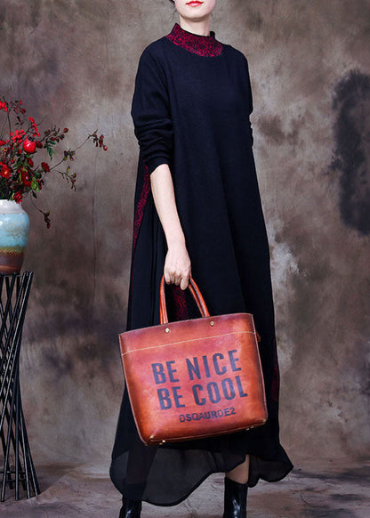 Purple Black O-neck Side Open Tulle Patchwork Knit Dresses Spring