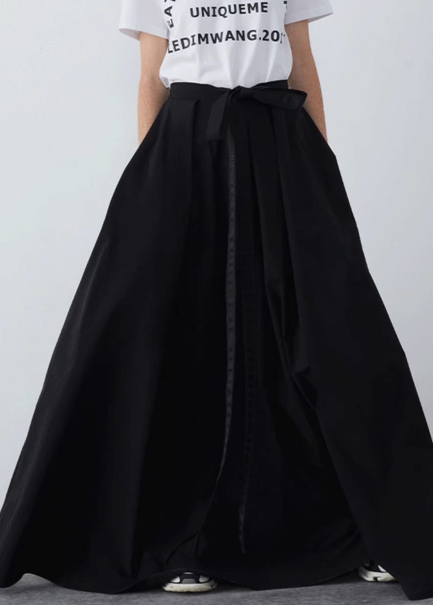 Black Pockets Cotton Summer Skirts High Waist