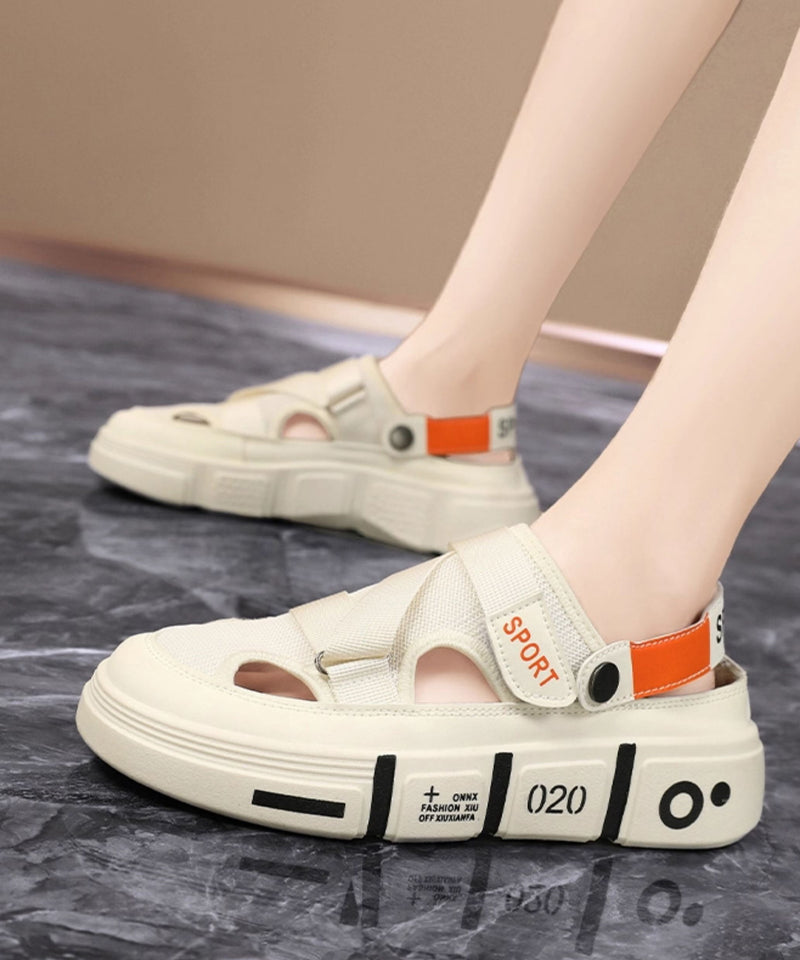 Black Hollow Out Splicing Platform Slide Sandals