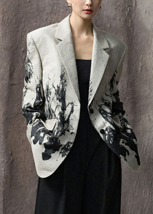 New Peter Pan Collar Print Button Cotton Suit Coats Fall