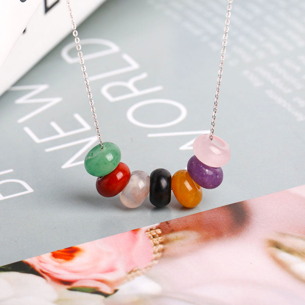 Chakra Crystal Necklace With Donut Beads | Spiritual Healing