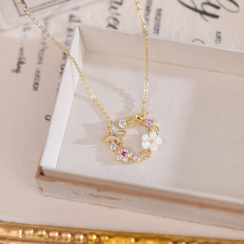 Cherry Blossom Butterfly Set (earrings/necklace)