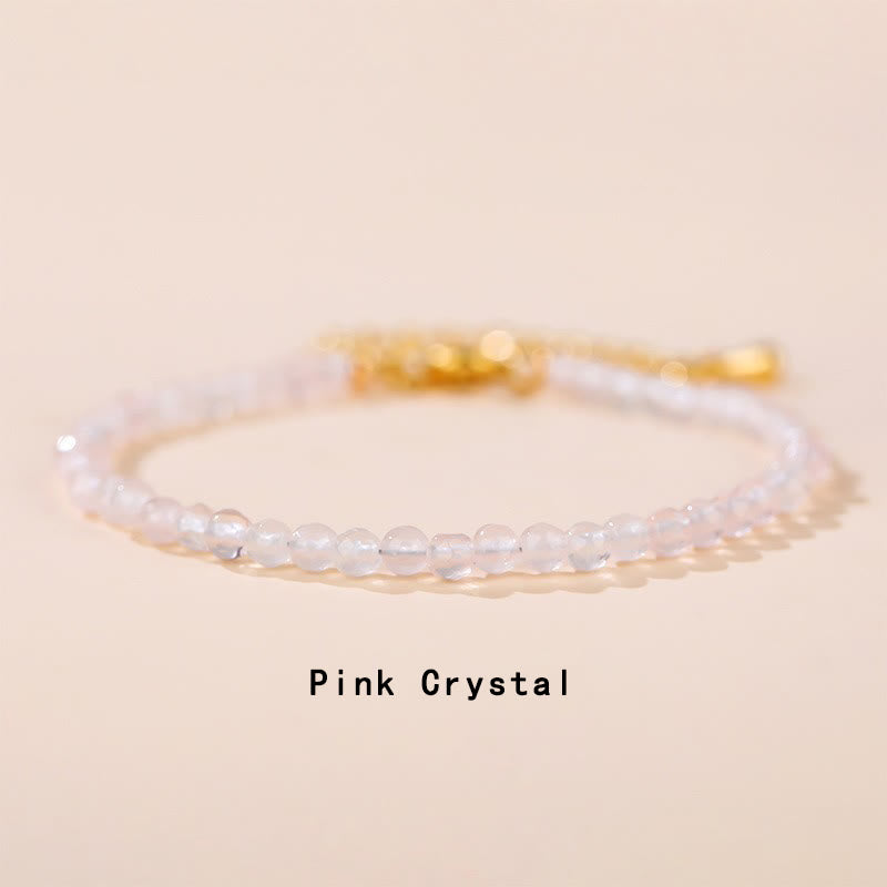 Clear Quartz Bracelet With Strawberry Quartz & Healing Crystals