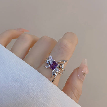 [] Amethyst Butterfly Ring Set