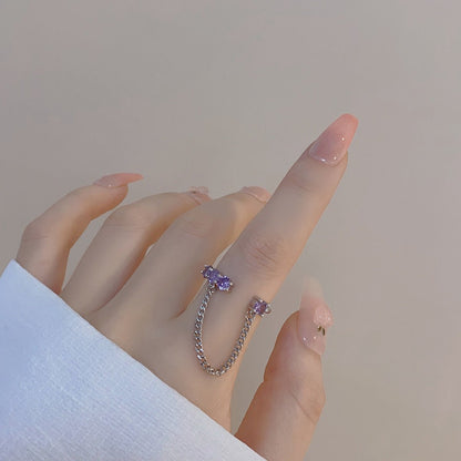 [] Amethyst Butterfly Ring Set