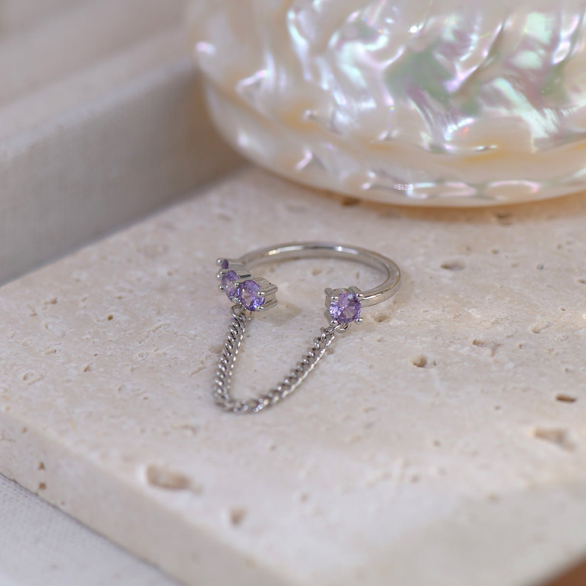 [] Amethyst Butterfly Ring Set