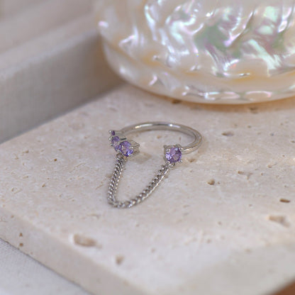 [] Amethyst Butterfly Ring Set