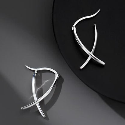 Copper Geometric Cross Luck Spiritual Hoop Earrings