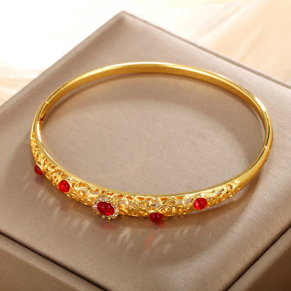 Copper Zircon Spiritual Luck Bracelet Bangle 56mm Openable