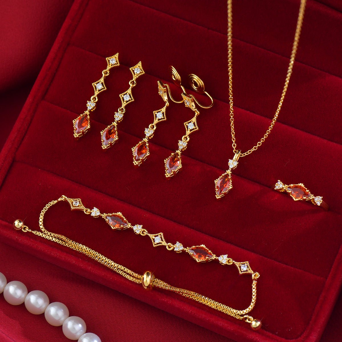 Crimson Lattice Necklace