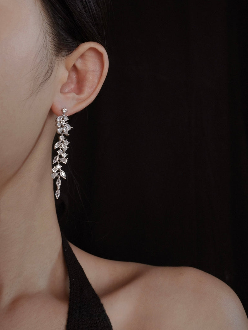 Crystal Cascade Earrings in Silver