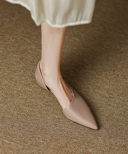 Black Cowhide Leather Splicing Flat Shoes for