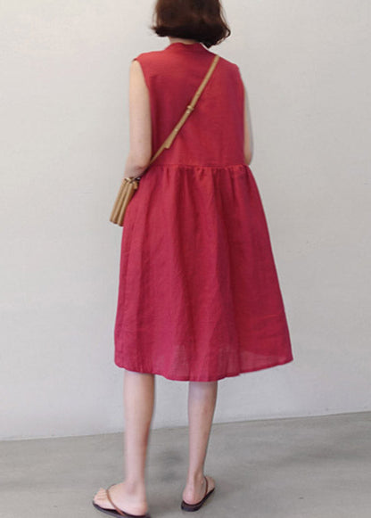 Red O-neck Patchwork Wrinkled Maxi Dresses Summer