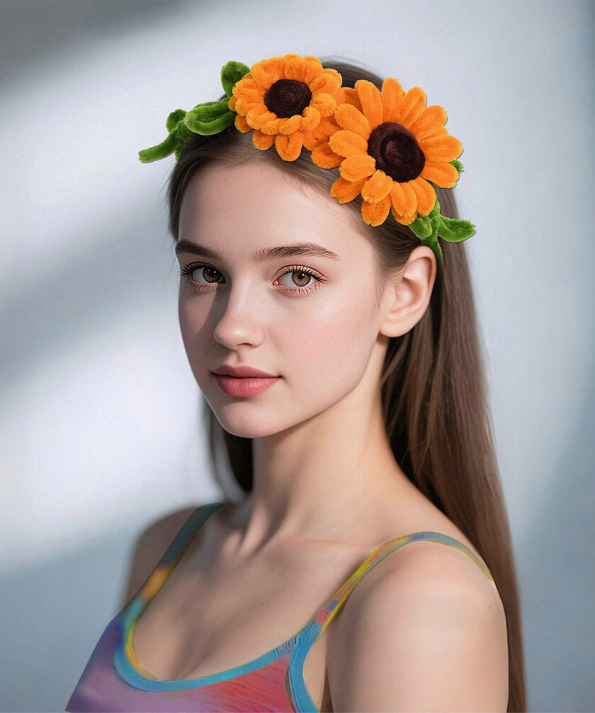 Orange Weave Sunflower Hairpiece