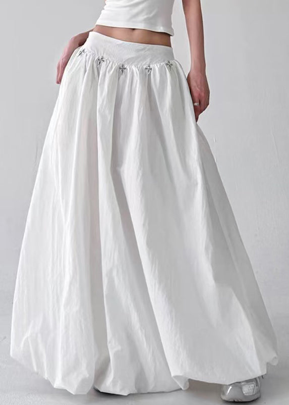 White Original Design Cotton a Line Skirts High Waist Fall