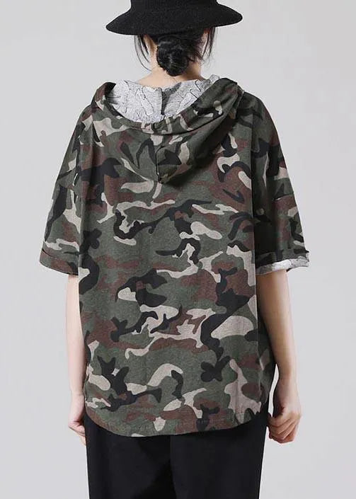 Green Camouflage Cotton Top Summer
