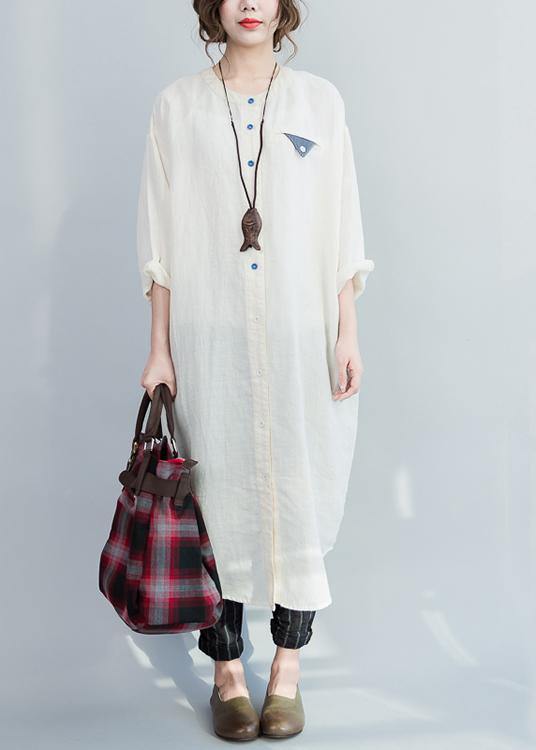 Style White Button Maxi Summer Cotton Dress