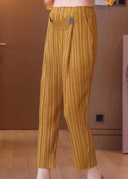 Italian Black Elastic Waist Button Harem Pants