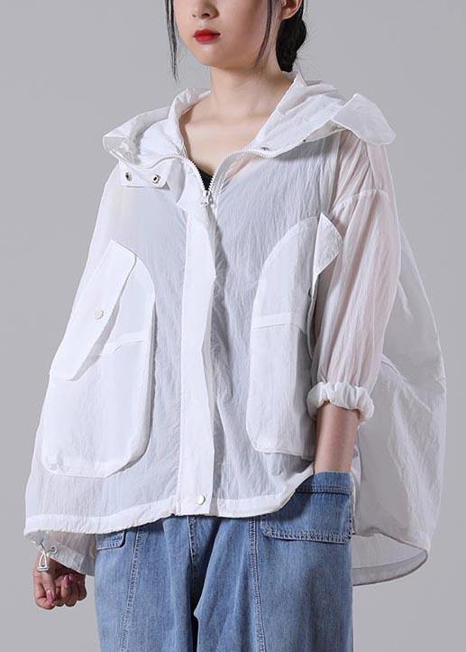 White Pocket Upf 50+ Coat Jacket Hoodies Outwear Summer