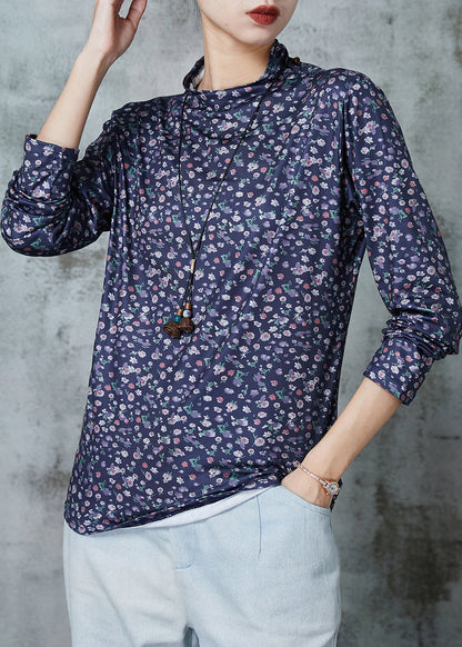 Blue Print Cotton Shirt Spring