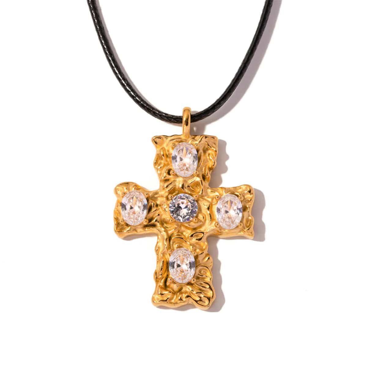 Bold Stones Cross Necklace