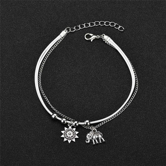 Elephant & Sun Double Layer Anklet