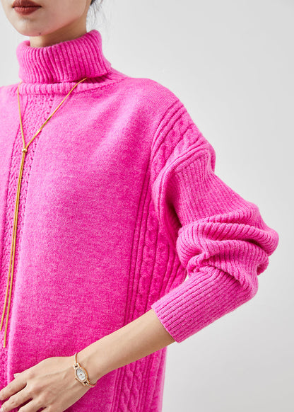Rose Thick Knit Two Piece Set Clothing High Neck Fall