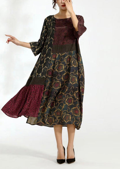 Colorblock Asymmetrical Patchwork Chiffon Dresses Summer