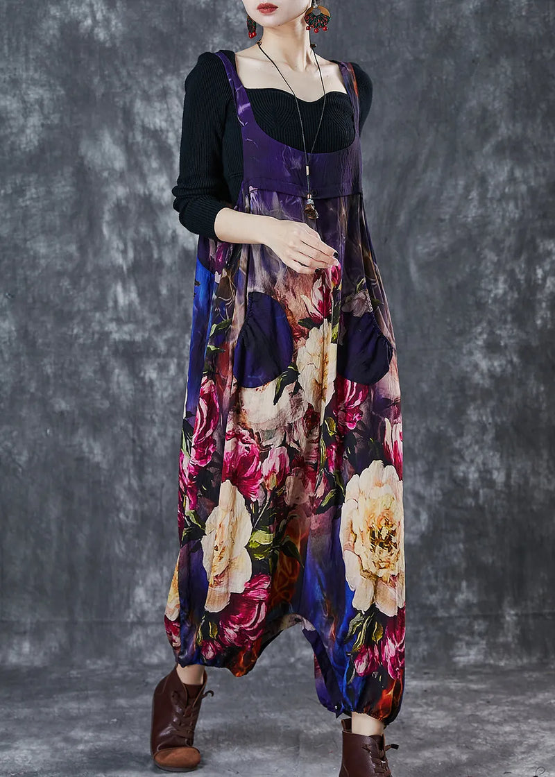 Unique Oversized Print Cotton Overalls Jumpsuit Spring