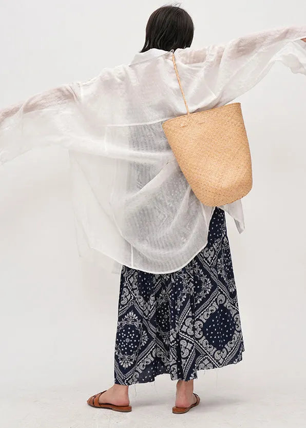 White Oversized Cotton Upf 50+ Shirt Summer