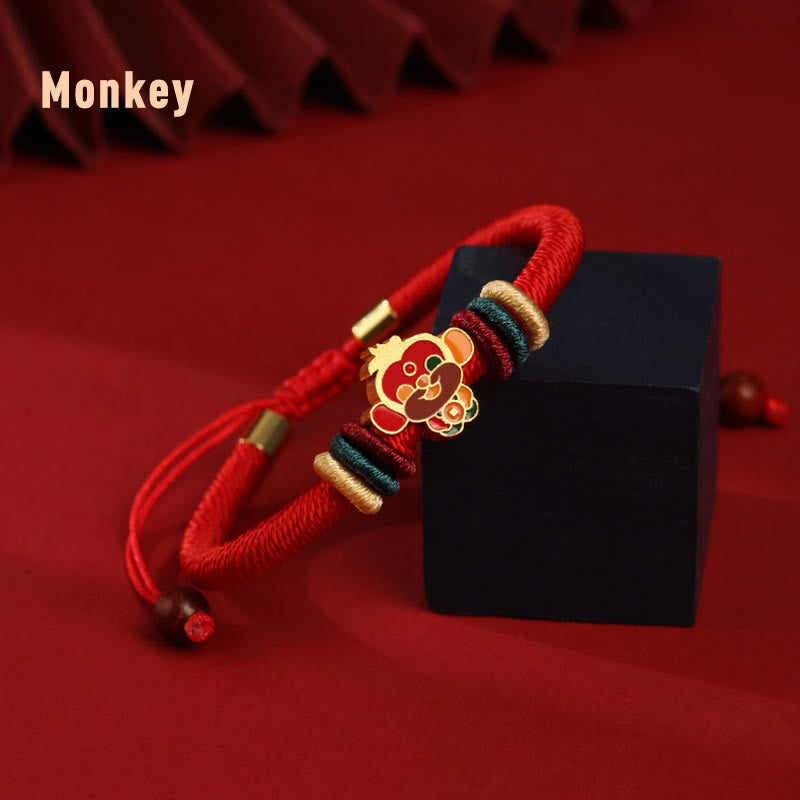 Buddha Stones Handmade 925 Sterling Silver Year of the Dragon Chinese Zodiac Luck Braided Red Bracelet
