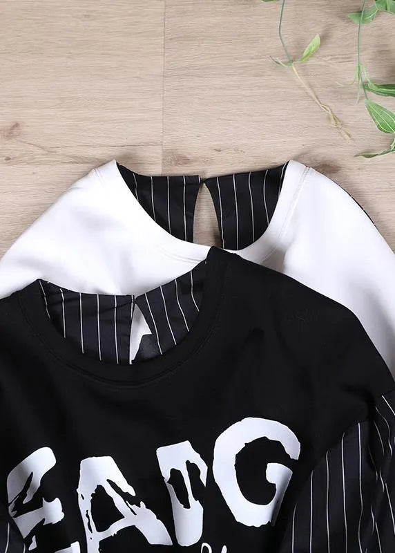 White Patchwork Autumn Tops