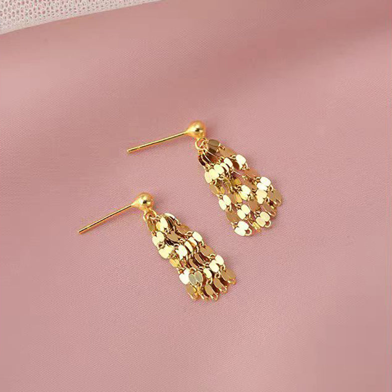 Gold Sterling Silver Overgild Tassel Drop Earrings