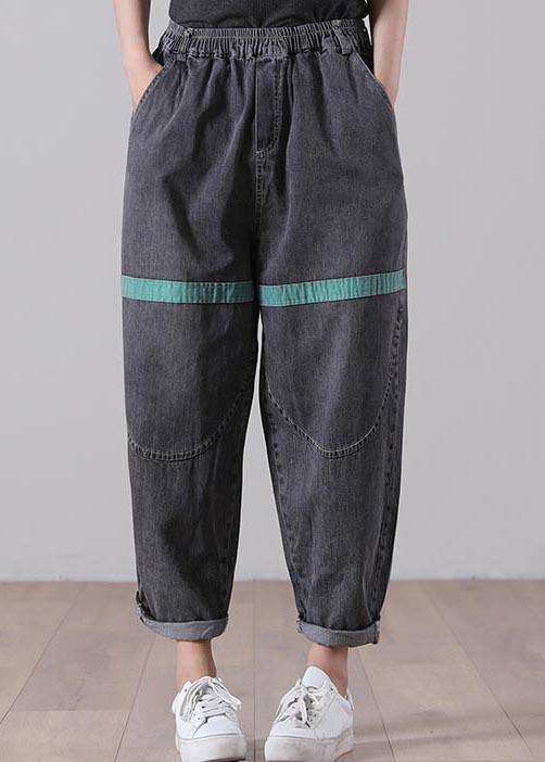 Black Patchwork Jeans Summer Cotton