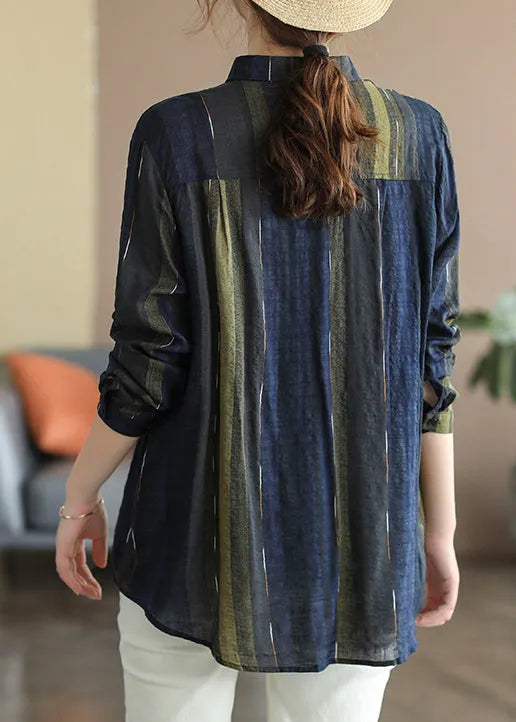 Navy Peter Pan Collar Shirt Top Long Sleeve