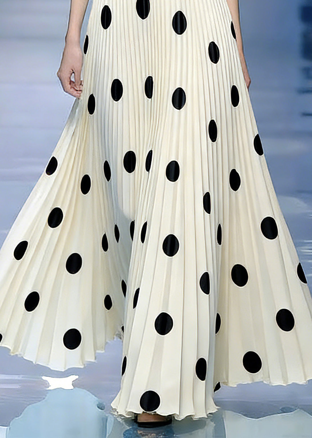 Handmade Beige Print Elastic Waist a Line Skirts Spring