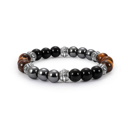 8mm Tiger Eye and Hematite Healing Bracelet for Good Luck