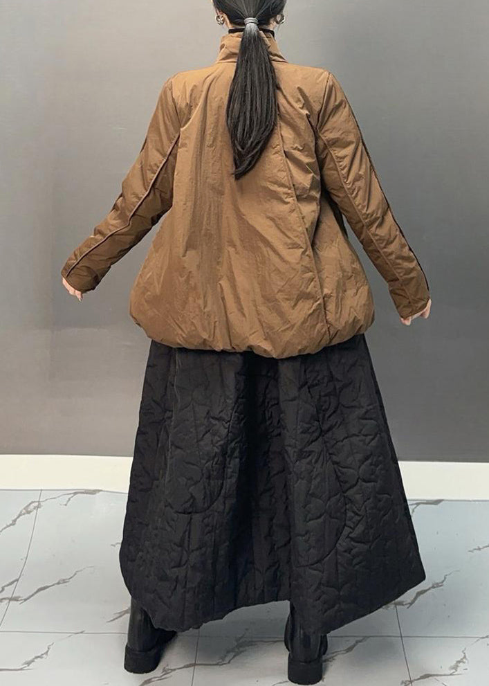 Ginger V Neck Patchwork Parka and Skirts Two Pieces Set Winter