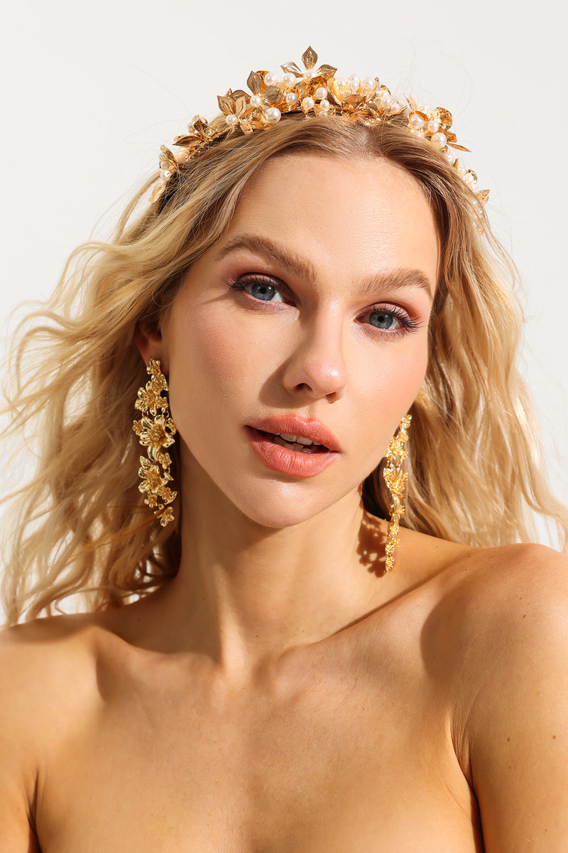 Gold Metal Stud Earrings