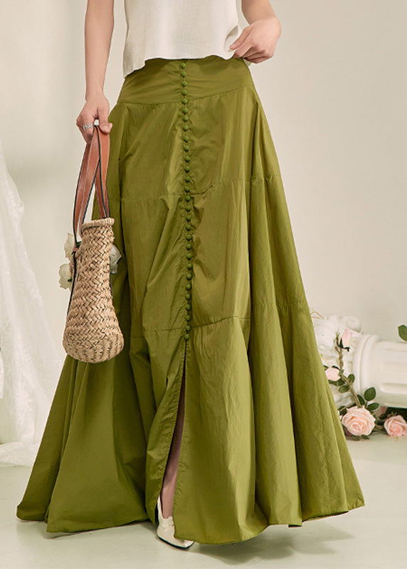 Green Patchwork High Waist a Line Skirt Fall