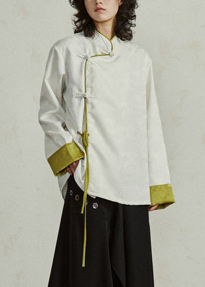 Original Design Beige Stand Collar Top Fall