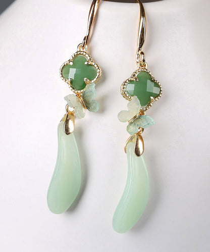 Light Green Sterling Silver Coloured Glaze Acrylic Drop Earrings
