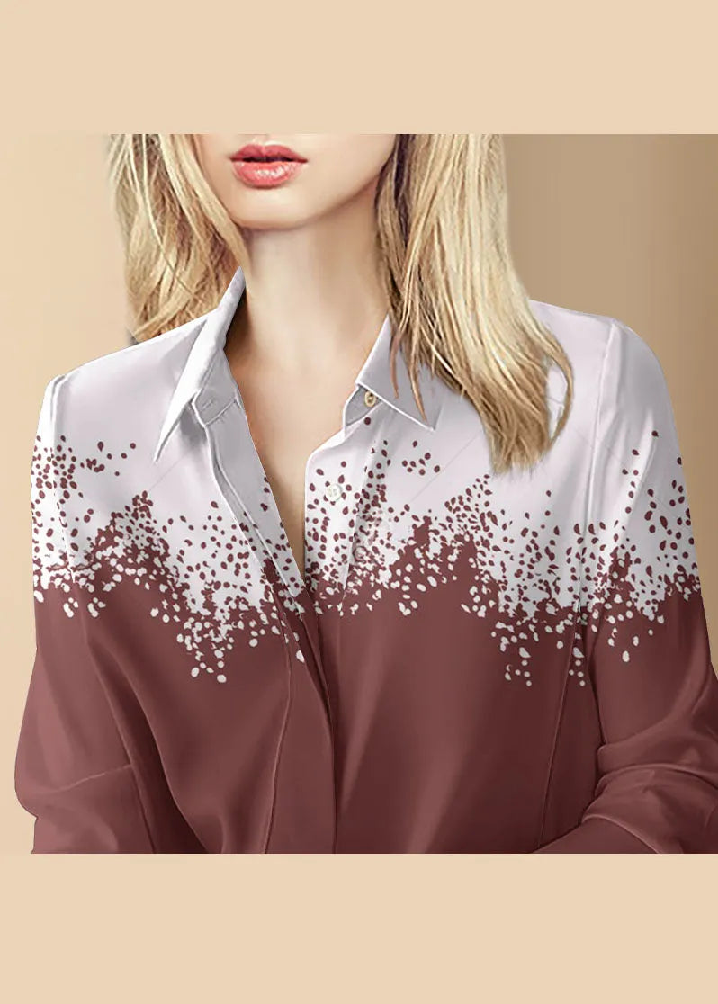 Red Button Peter Pan Collar Shirt Top Long Sleeve