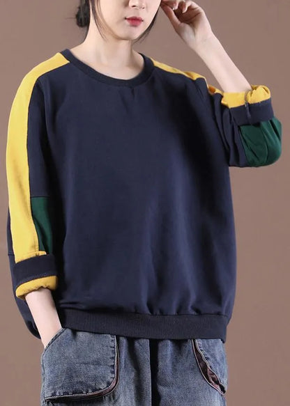Modern Navy Patchwork Sweatshirt