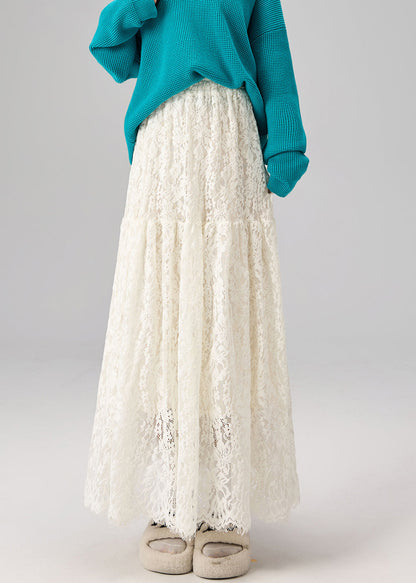 Apricot High Waist Lace a Line Skirts