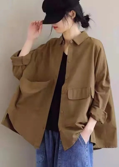 Red Blouse Lapel Asymmetric Short Shirt Top