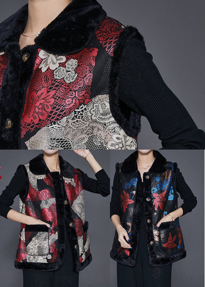 Blue Print Fine Cotton Filled Vests Peter Pan Collar Winter