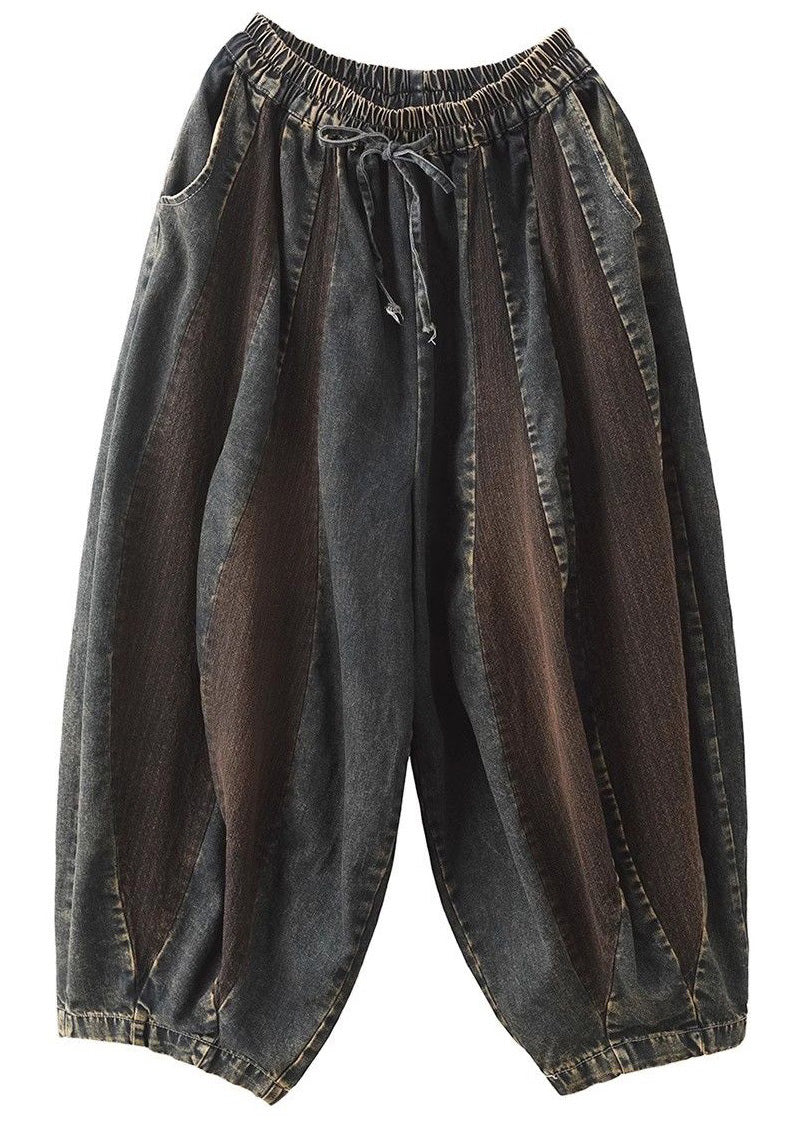 Old Blue Pockets Elastic Waist Crop Pants Spring