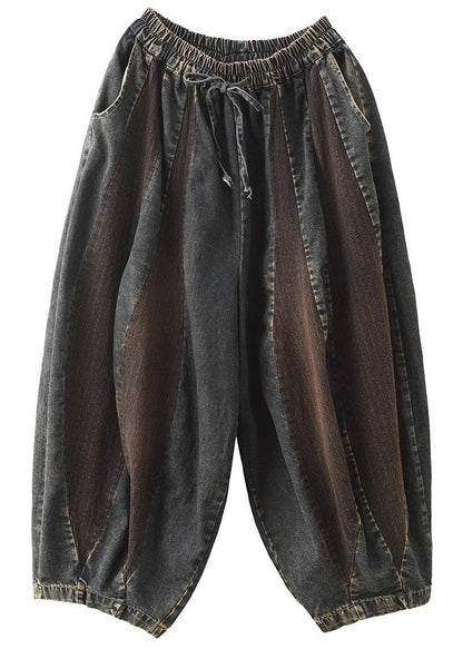 Old Blue Pockets Elastic Waist Crop Pants Spring